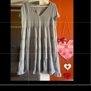 Beautiful Blue/Grey polka dot dress. New! Worn one time. Lost weight.